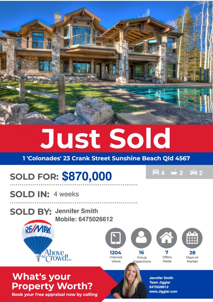 design sold flyer for real estate