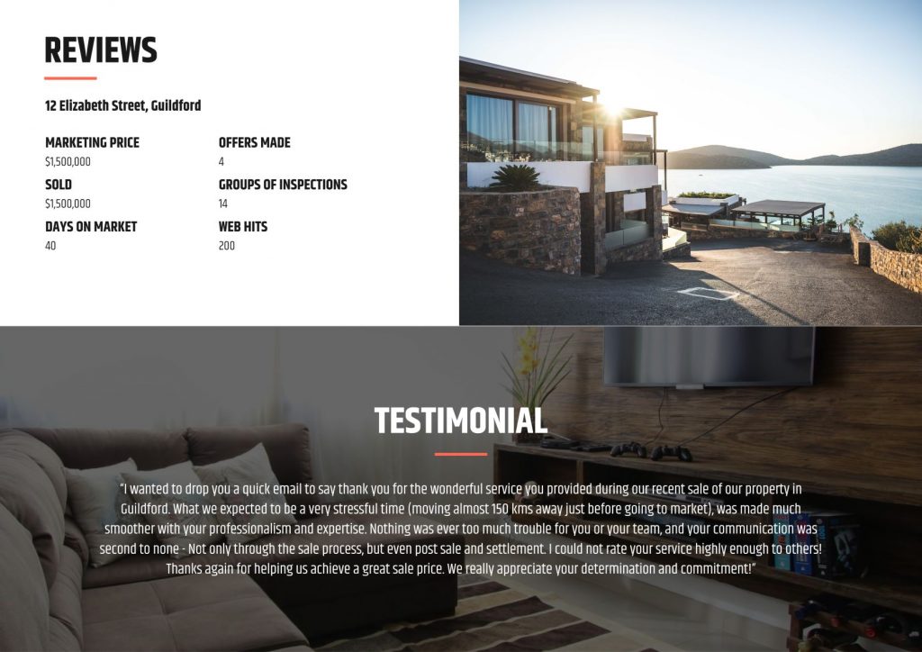 Listing presentation sample template - testimonials.