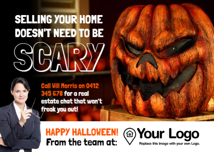 A Halloween-themed real estate post template.