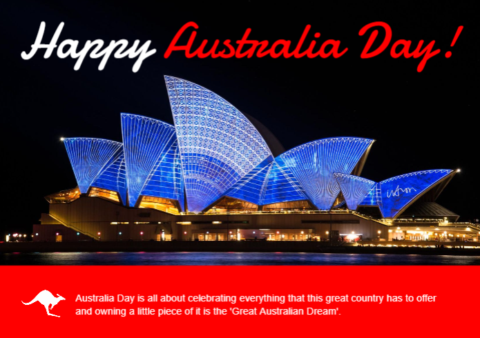 A happy Australia day real estate postcard.