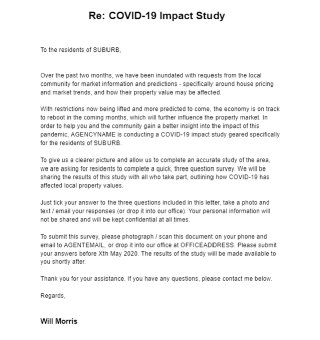 Real estate impact study letter