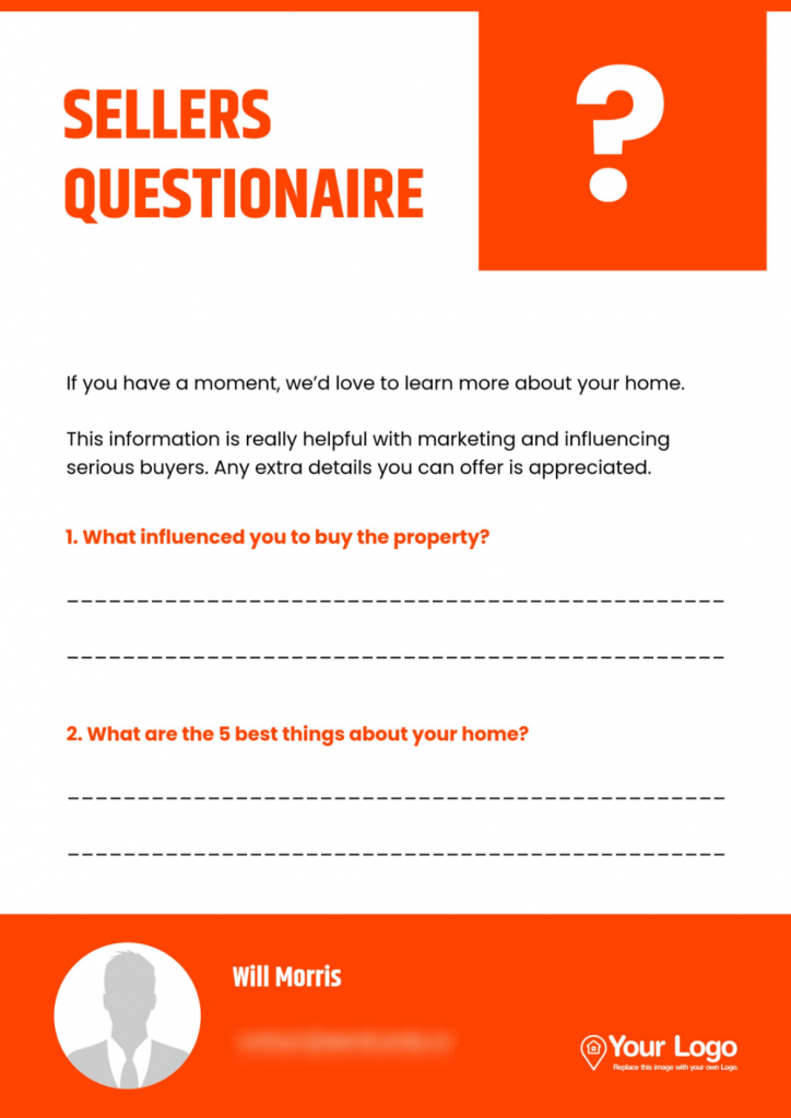 A seller's questionnaire template that can be useful for learning how to describea house for sale. 