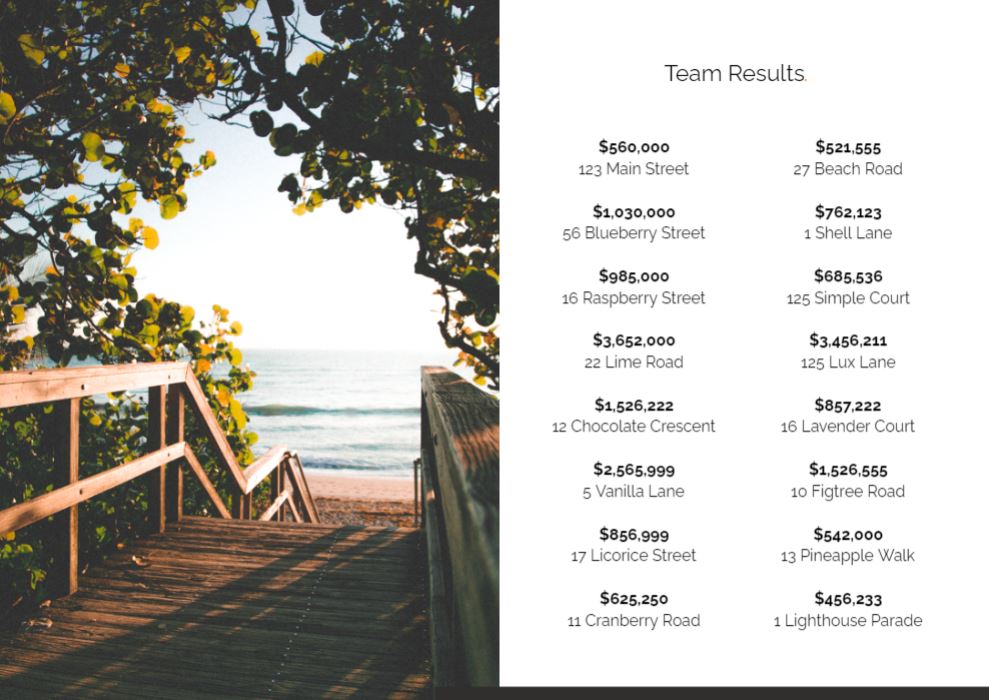 Our presentation template lets you showcase your team results and track record.