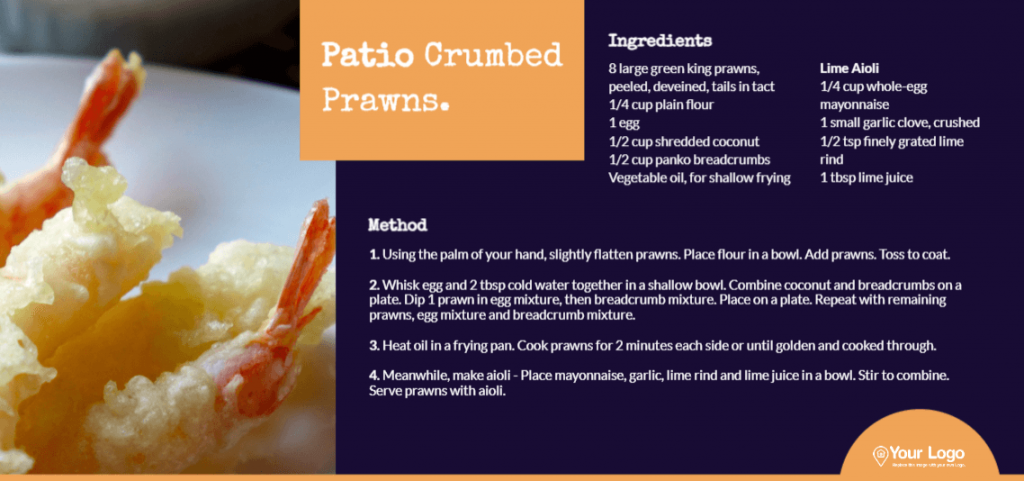 A recipe for patio-crumbed prawns