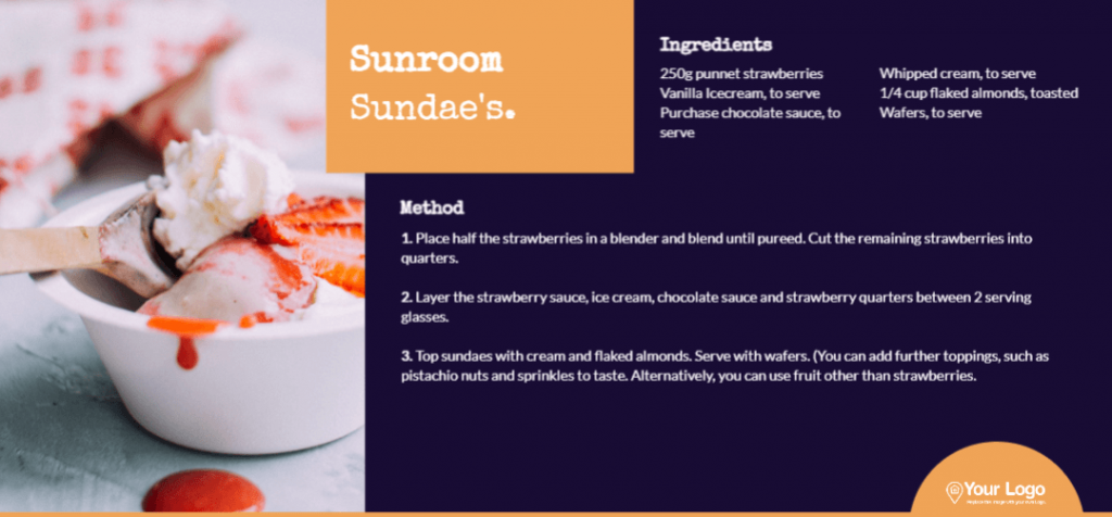 A real estate recipe card for sundaes