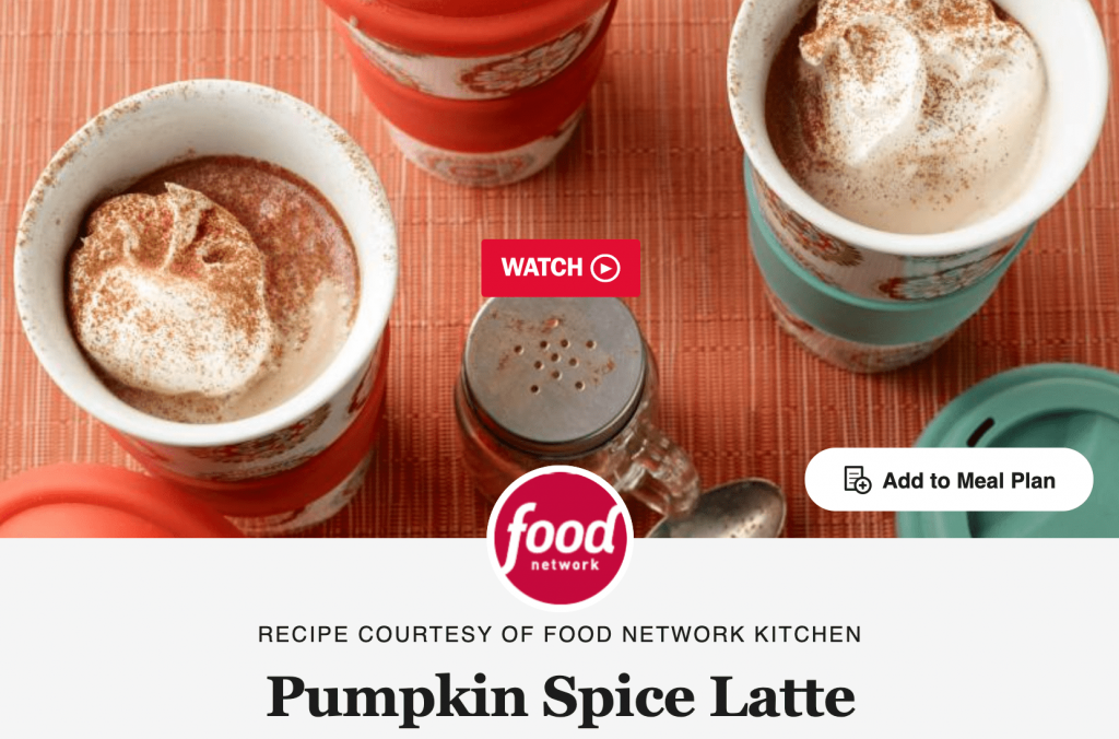 Pumpkin spice latte recipe.