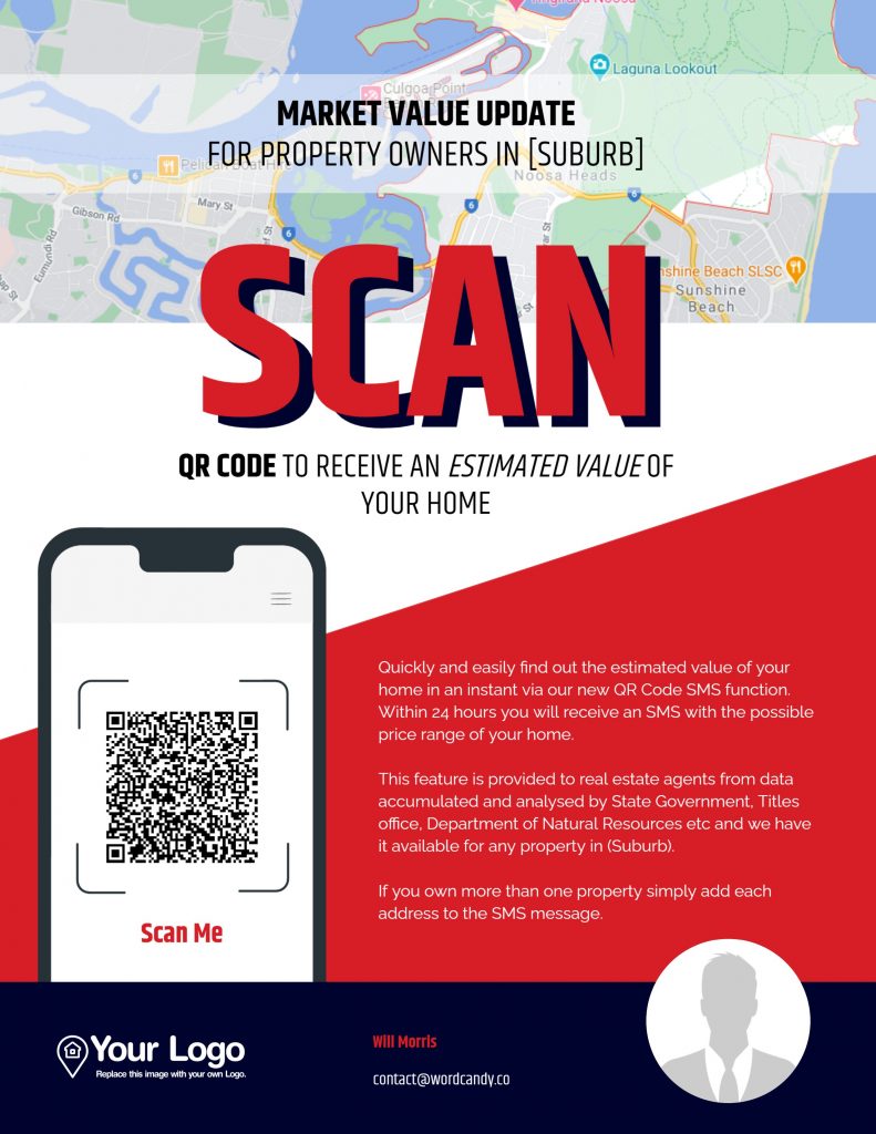A real estate flyer with a QR code.