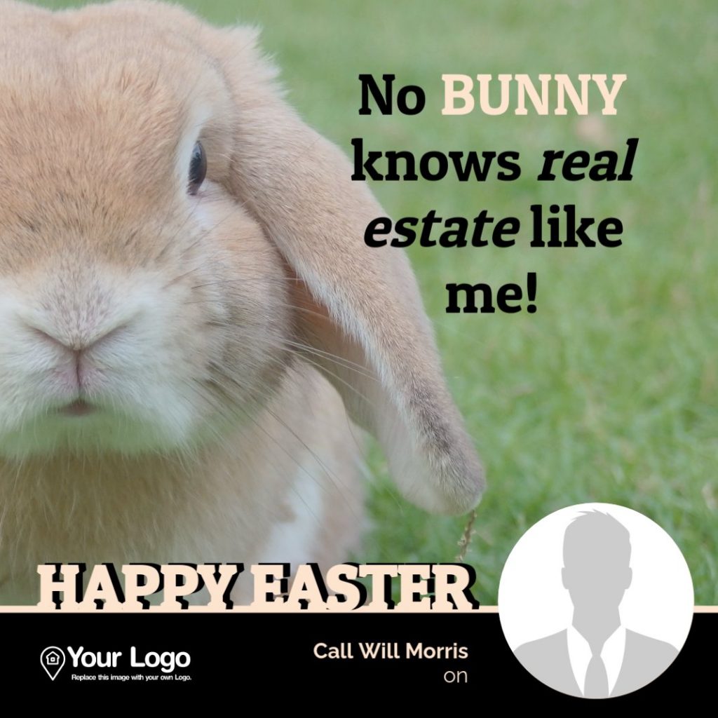 A Happy Easter real estate marketing flyer. 