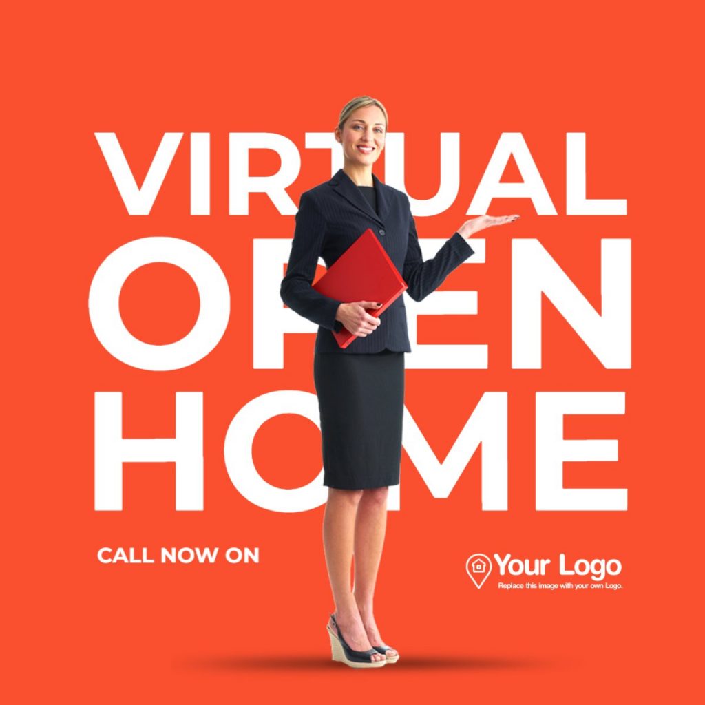 A real estate flyer for a virtual open home tour.