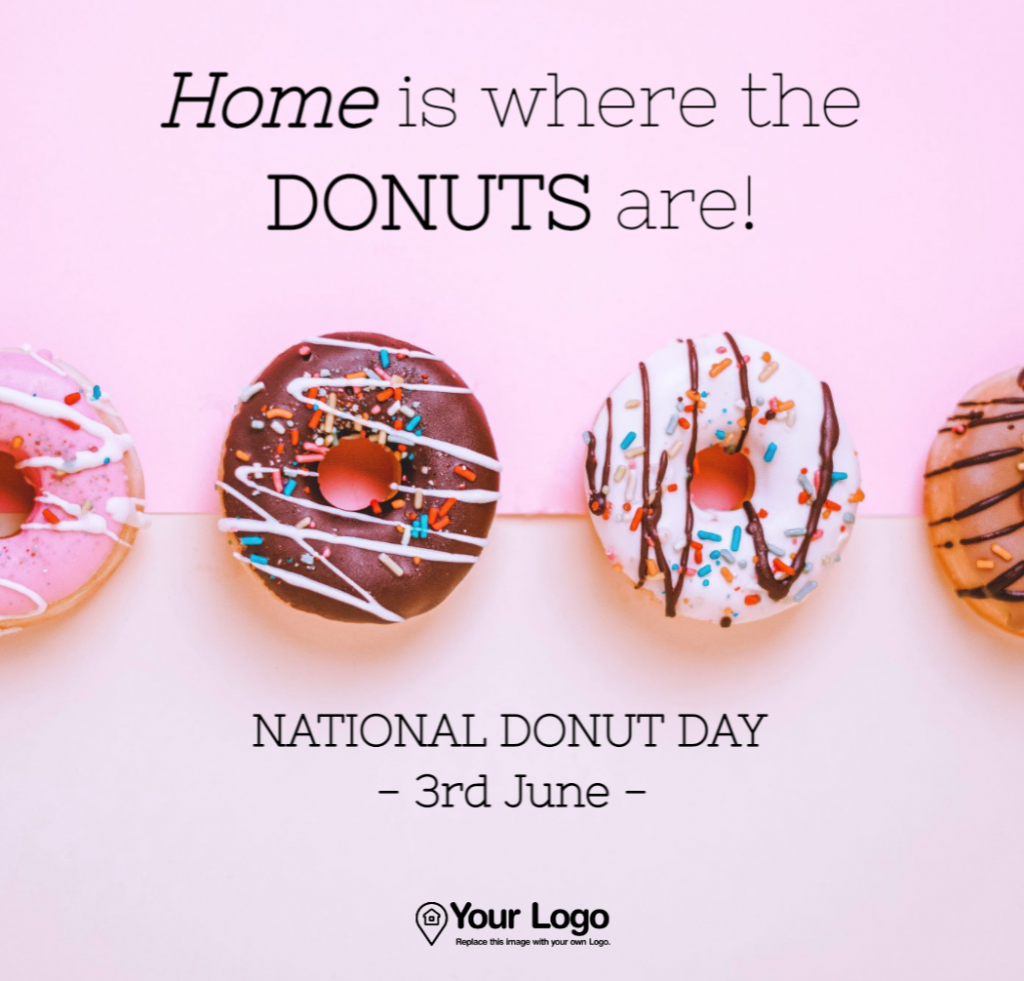 A real estate marketing flyer for National Donut Day