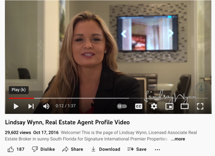 A real estate agent profile video.