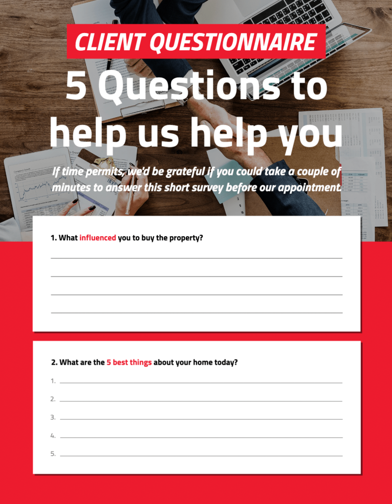 Jigglar's five-question client questionnaire.
