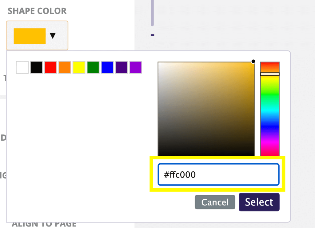 The color field highlighted under the color palate editing box. 