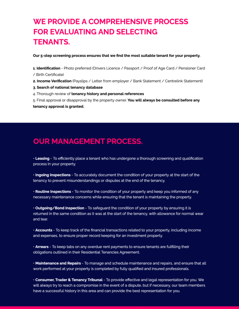 Property management proposal details