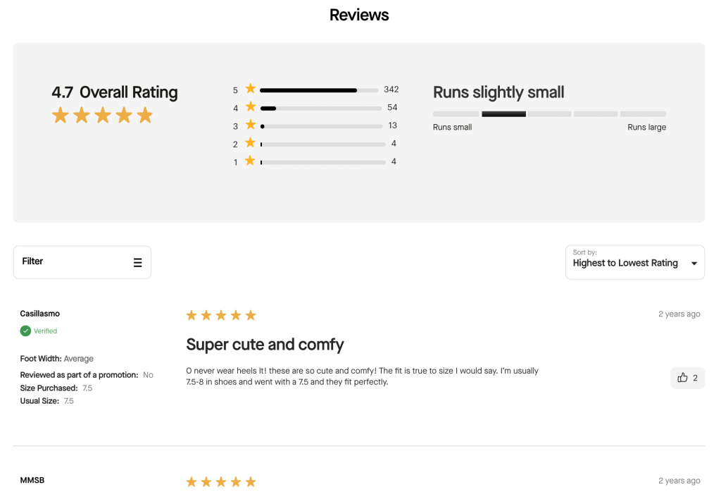 An example of a customer review