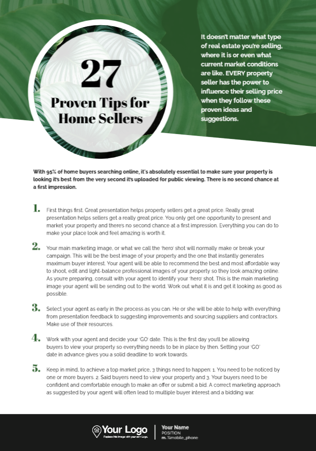 Jigglar proven tips template for homesellers