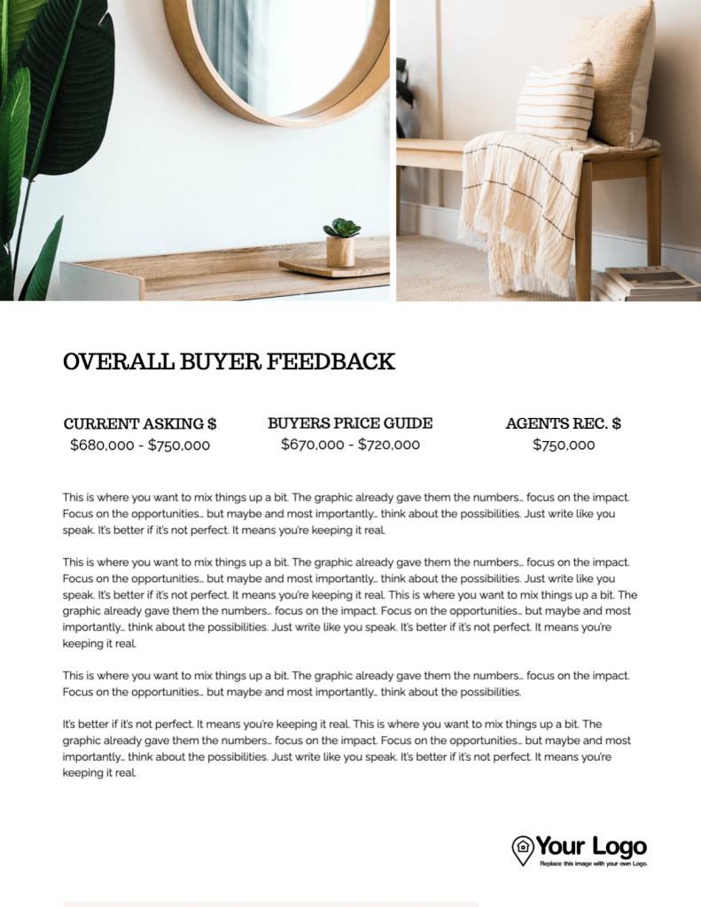 Real estate seller report overall buyer feedback