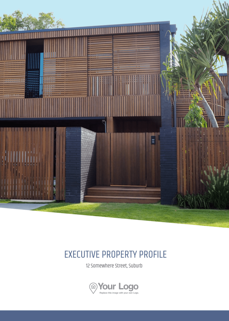 The front of a modern brown house with palm trees