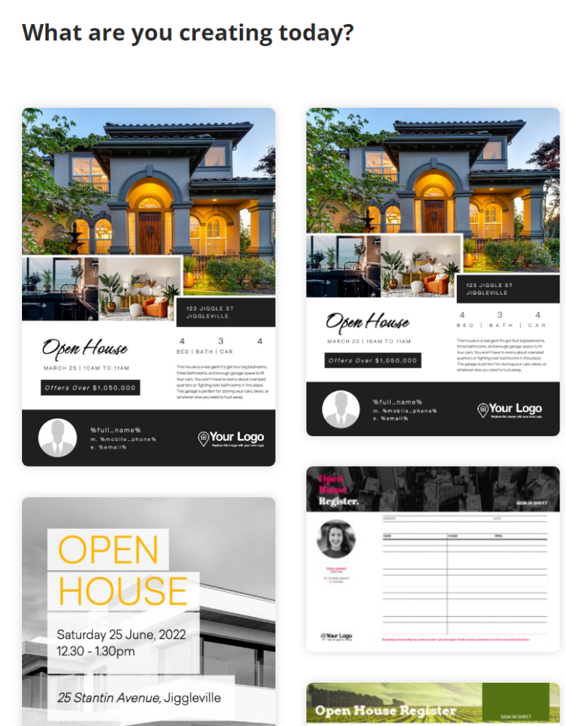 Examples of open house flyers