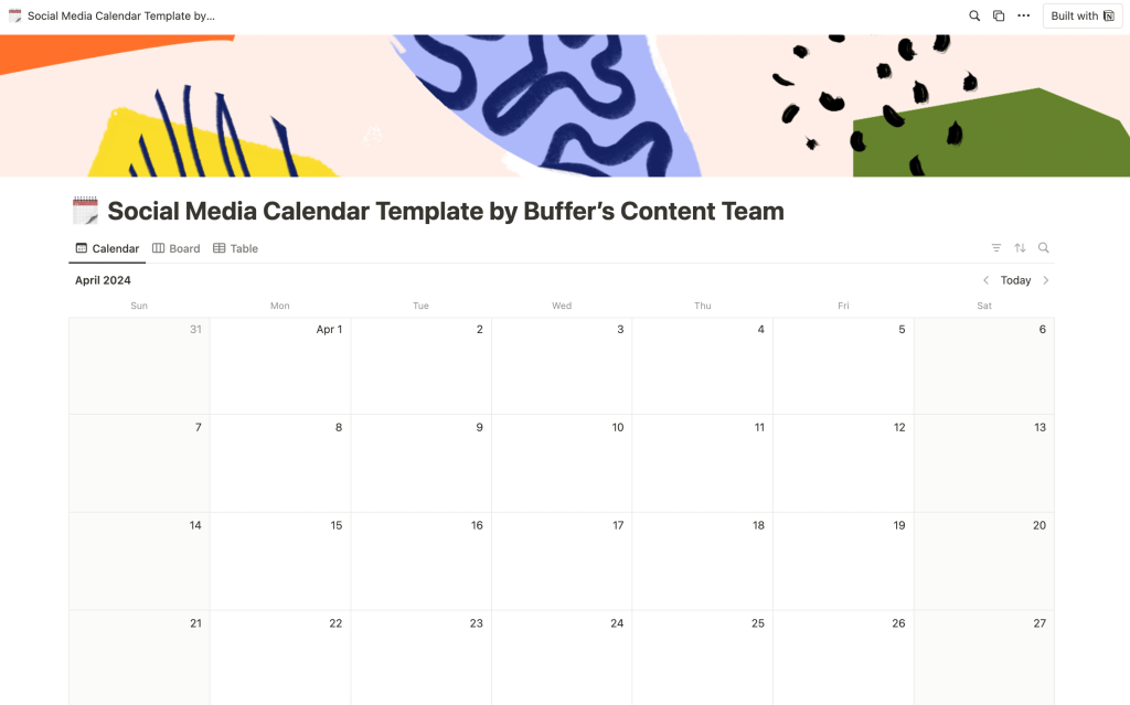 An example of a social media calendar for real estate businesses