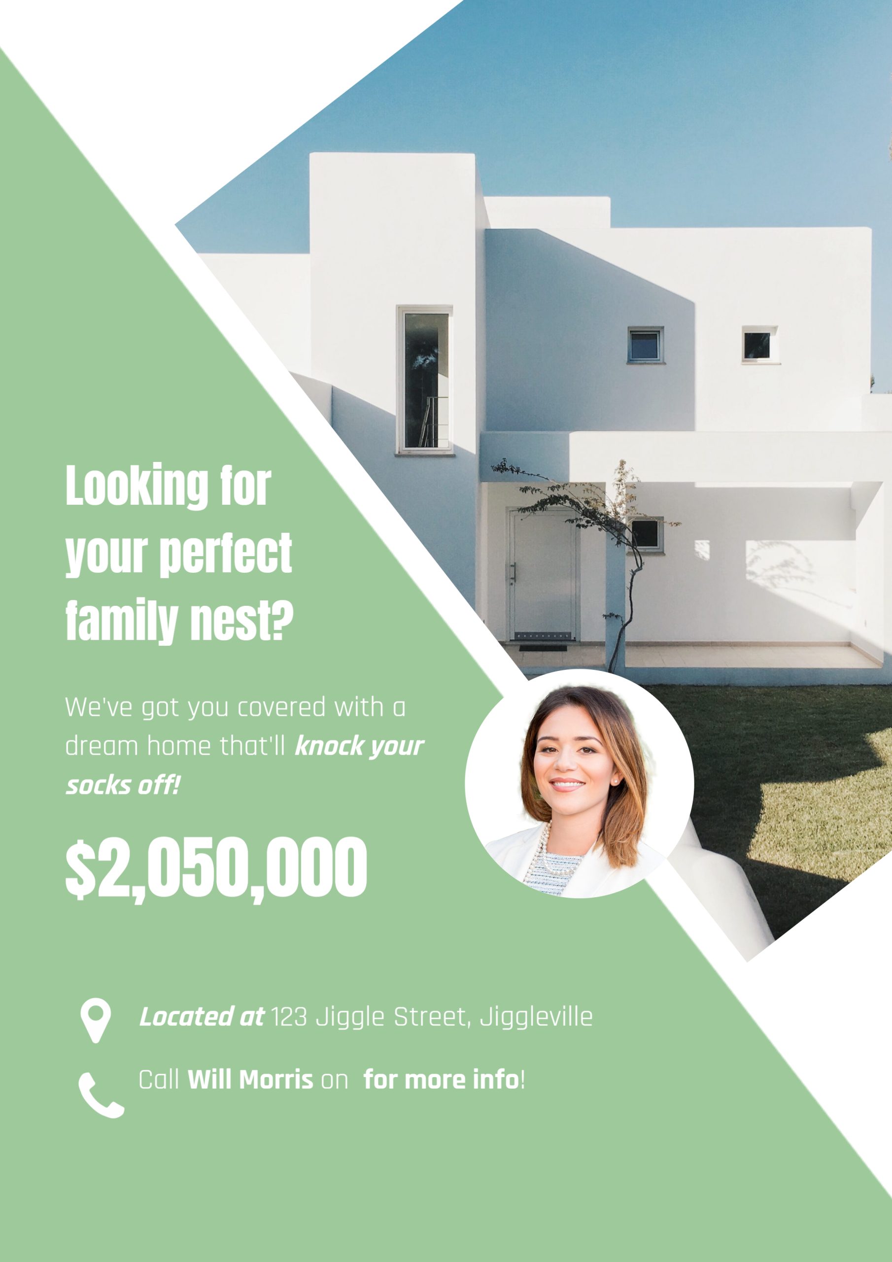 A Jigglar template with minimalist real estate marketing materials design